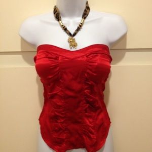 NWT XS Red Satin Tube Top
